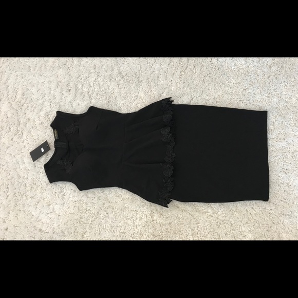 ✨FLASH SALE!!✨5⭐️NEW CHIC BLACK PEPLUM DRESS w/ LACE DETAIL✨PERFECT LBD!😍 - Picture 6 of 8